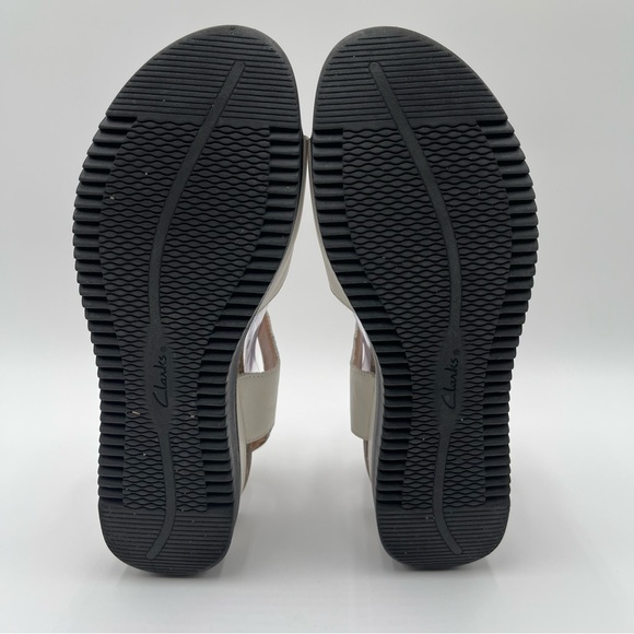 Clarks Unstructured Women’s 9.5 Lizby White Leather Adjustable Wedge Sandals - Picture 9 of 14